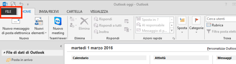 Microsoft Outlook - Menu File