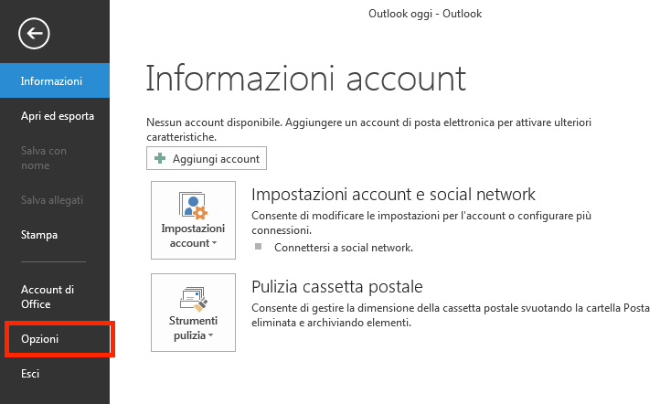Microsoft Outlook - Opzioni